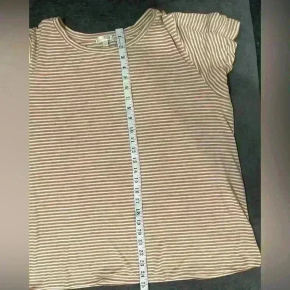 Nine Britton Rust Orange and Cream striped tee with ruffle tiered sleeves- sz 1X - Picture 7 of 7